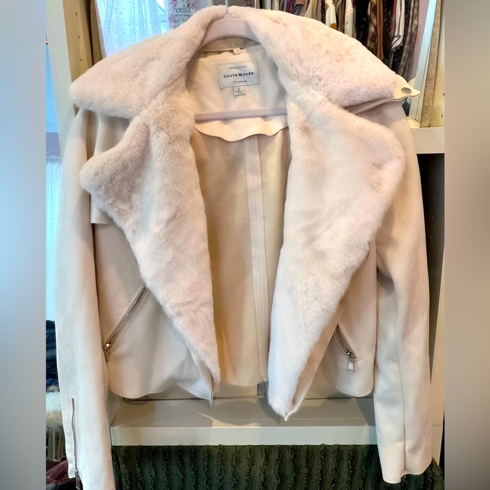 NEW Faux Fur Moto Jacket - L